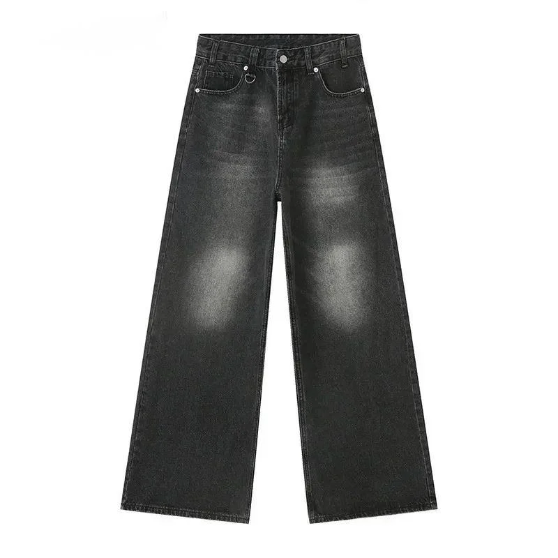 Summer Men's Denim Pants Old Blue Washed Male Jeans Straight Casual Menwear Loose Wide Leg Trousers New Fashion 9OD16