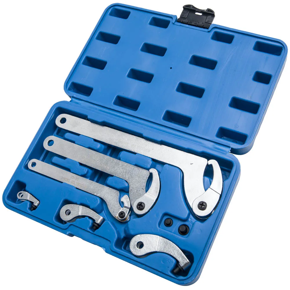 Hook Spanner Set with Pin Adaptors for Different Sized Rings and Pins Tools