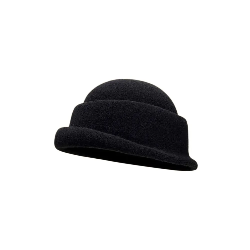 

Elegant Vintage Looking Woolen Rolled Edge Cap Versatile Solid Color British Top Hat Beret Warmer Woolen Formal Hat Banquet