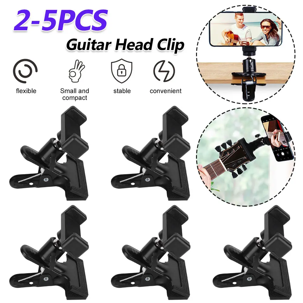 2-5PCS Mobile Phone Holder Stand Multifunctional Cell Phone Stand Clamp Guitar Head Phone Mount Musical Instrument Accessories