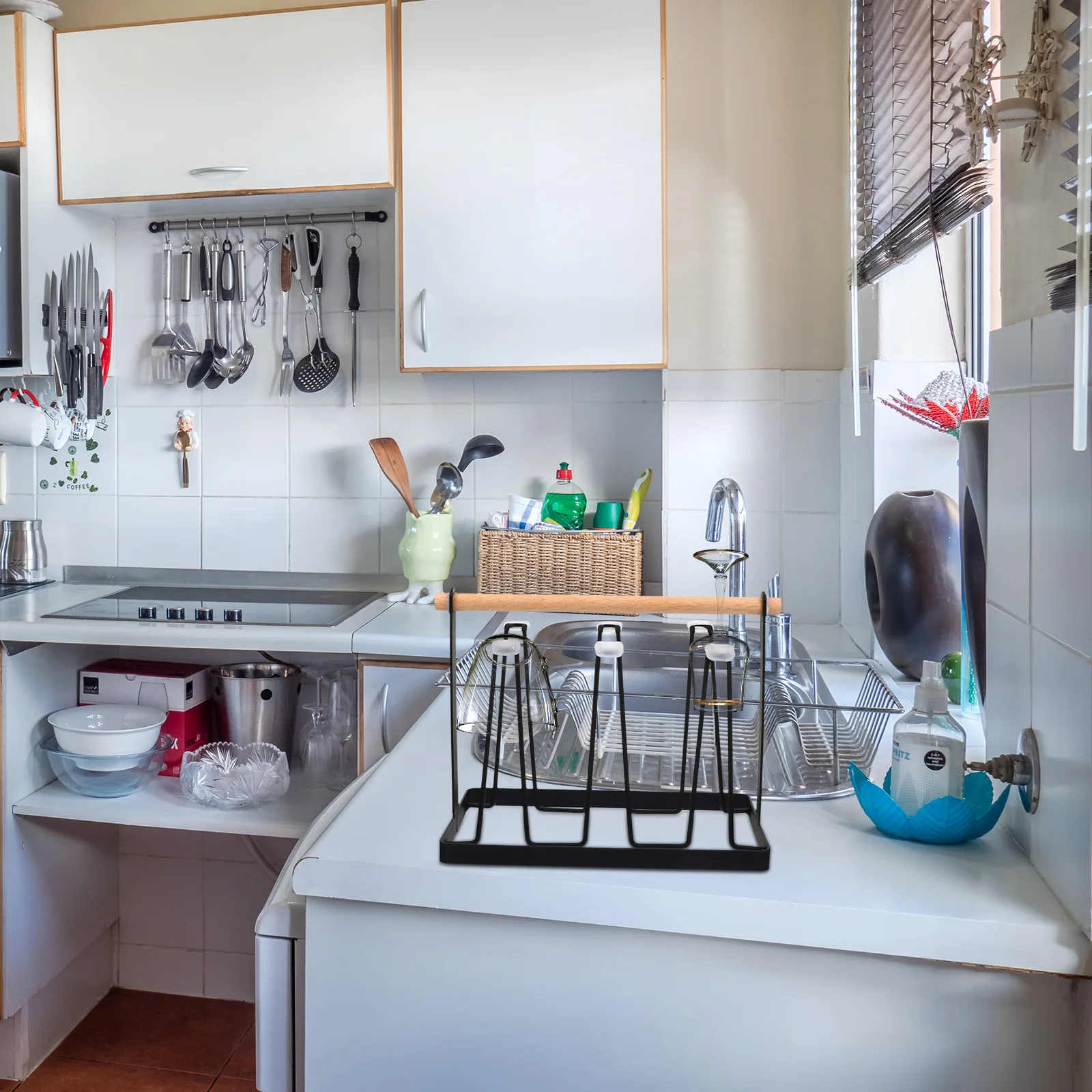 

Iron Drying Stand U-Shaped Water Drainer For Home Office Kitchen Space-Saving Glass Mug Coffee Organizer Drying Stand Glass Cup