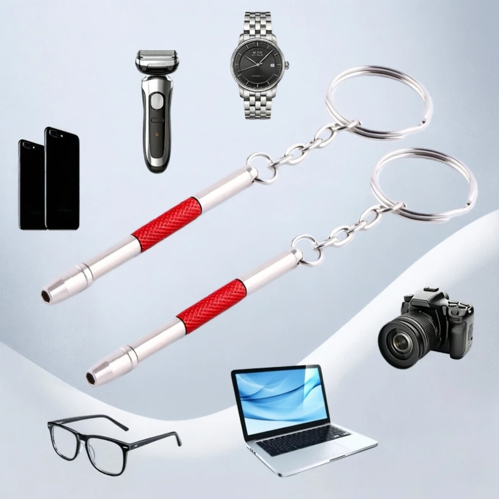 Mini 4-in-1 Keychain Screwdriver for Glasses, Watches, Phones & Cameras - Portable Multi-Tool Repair Kit Glasses 안경 다리 tools set