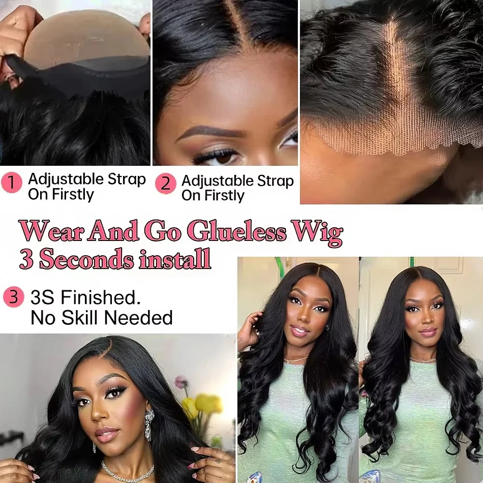 HD 40 Inches 250% 5x5 Glueless Ready To Wear Closure Burmese Remy Human Hair 13x6 Lace Front Human Hair Wigs Transparent Body Wave 13x4 Lace Frontal Wig image 6