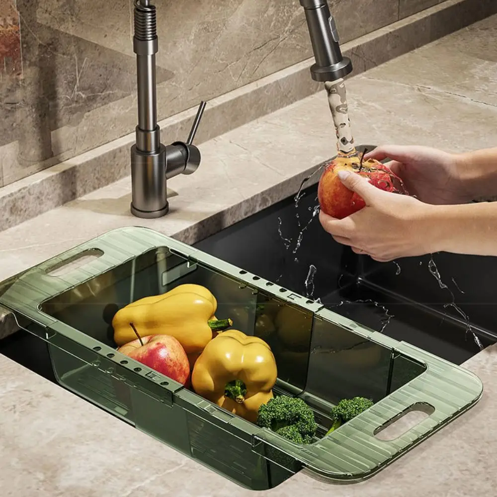 

Kitchen Drainage Basket Flexible Space-Saving Vegetable Washing Basin Telescopic Household Retractable Drainage Rack