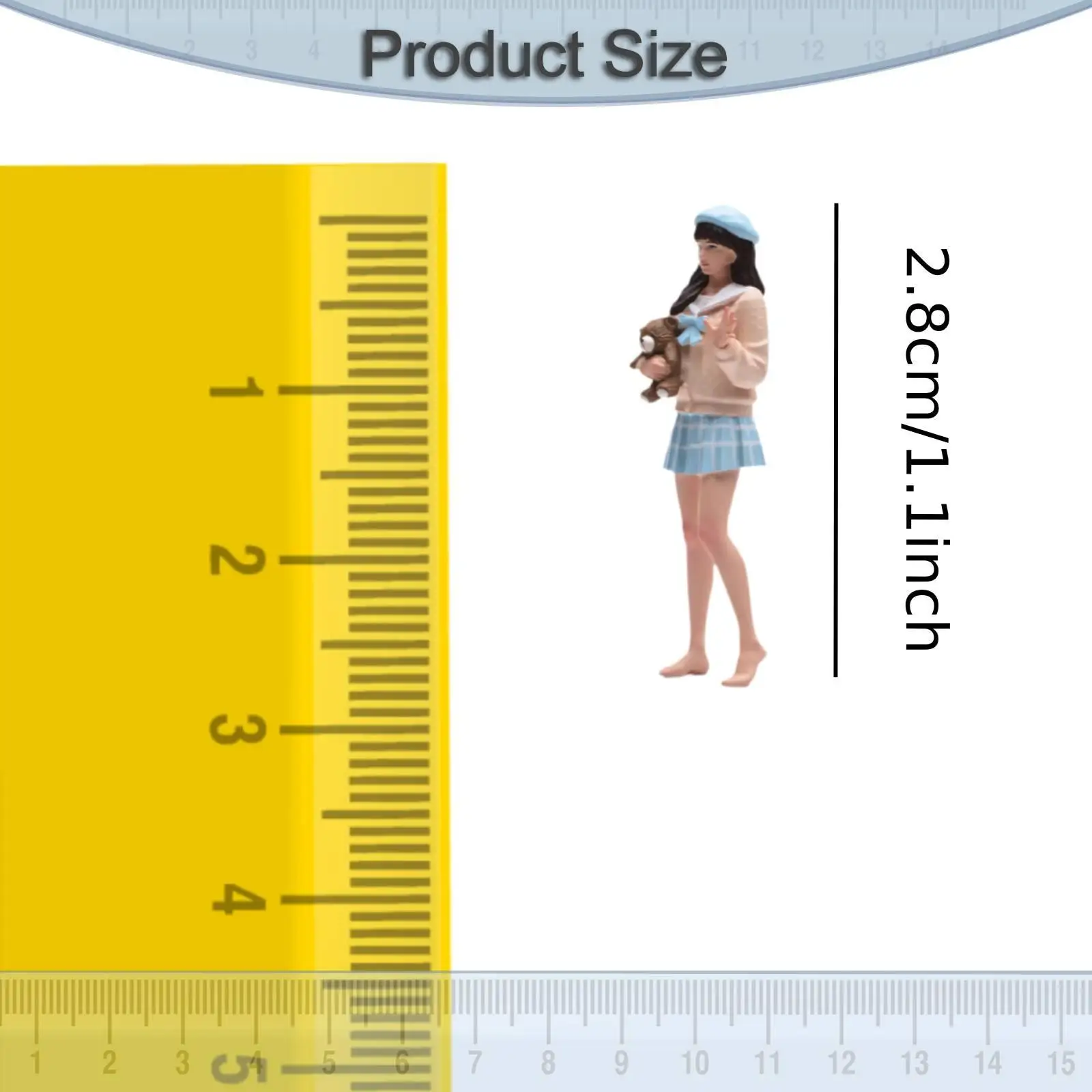 

1:64 Long Hair Girl Model Role Play Tiny People Model 3D Character Model for Train Station Layout Sand Table Fairy Garden