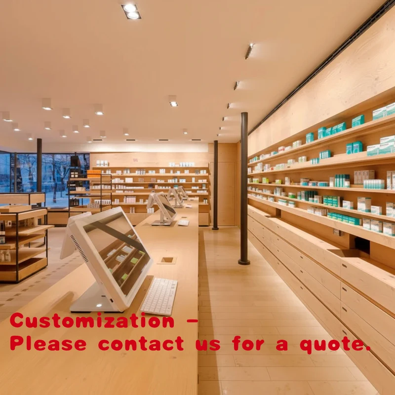 

Customize.Retail Pharmacy Shop Interior Design Practical Wood Drugstore Pharmacy Shop Fittings Furniture Store Display Stand Cus