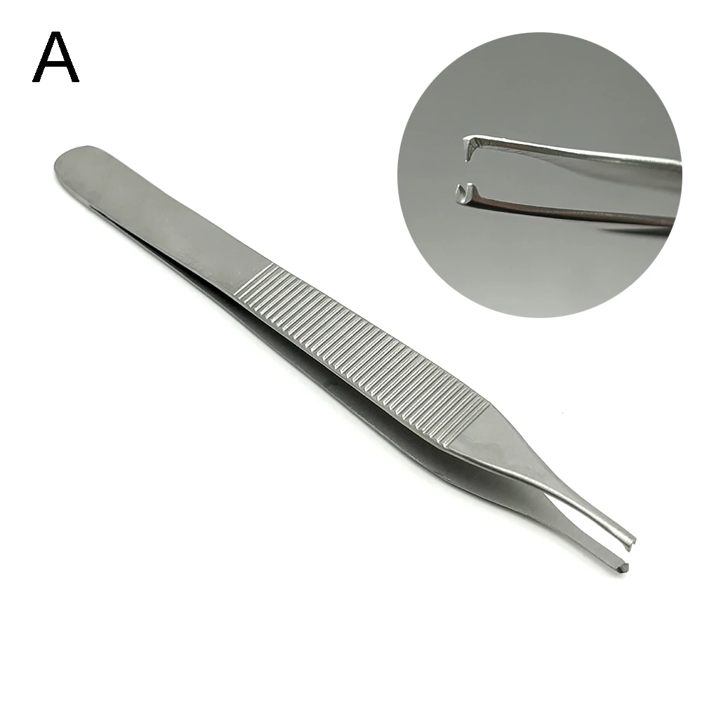 

Stainless Steel Tweezer Dental Dressing Forceps 1*2 Tissue Tweezer Extraction Hemostat Dentist Tool