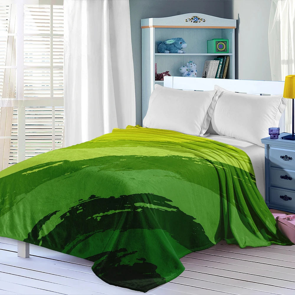 Green Yellow Brush Strokes Flannel Fleece Blanket Soft Cozy Throw Blanket for Couch Bed Sofa Lightweight Plush Bed Blanket
