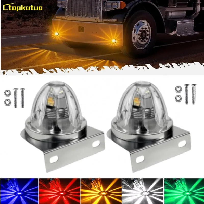 

2 шт. Стеклянные линзы-фонари в форме арбуза, двухцветные стробоскопы, боковые габаритные огни для полуприцепов и автодомов, 12-24В