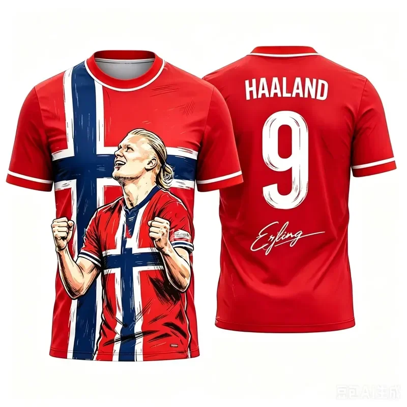 2026 Erling Haaland No 9 Football Jersey Norwegian Soccer Shirt Men Women Short Sleeve Sports T-shirt Casual Tops