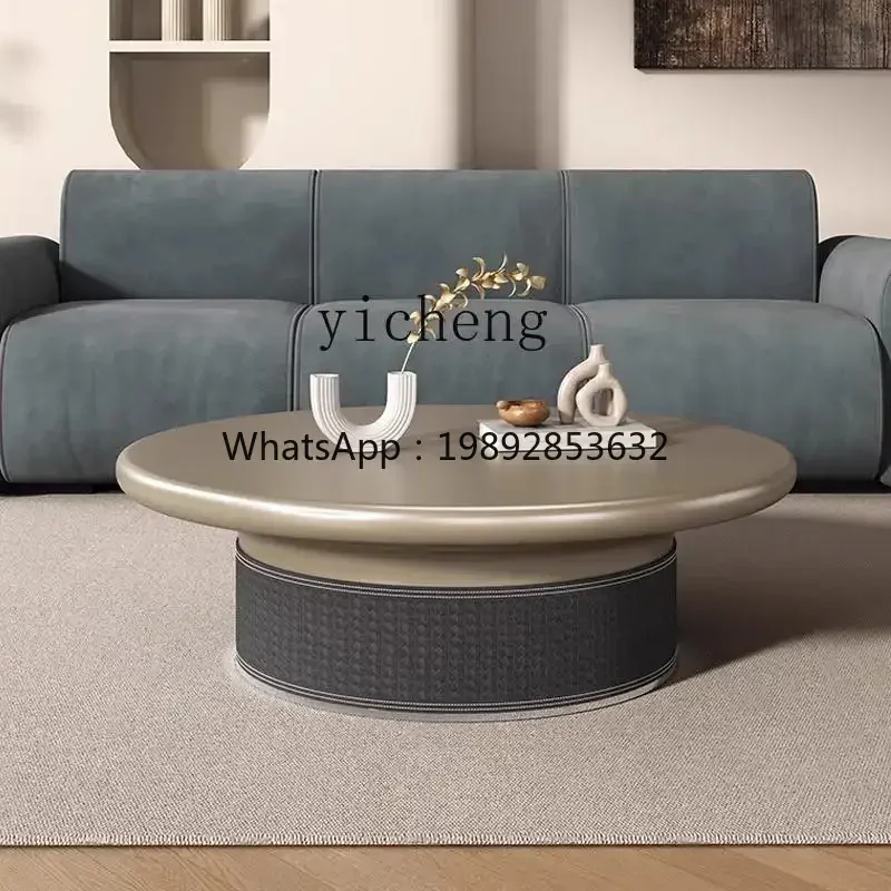 ZZ Light Luxury Round Coffee Table Set for Small and Large Apartments, European Style High-End Feel for Living Room