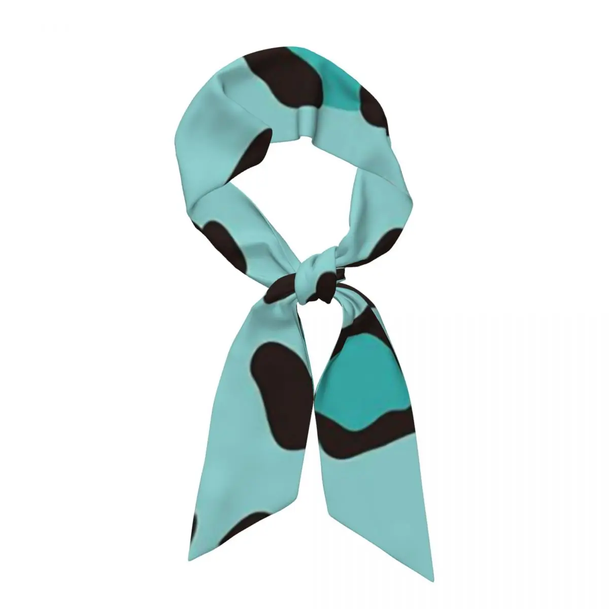 Cool Turquoise Blue Leopard Print Cheetah Women Long Narrow Scarf Silky Skinny Scarf Multi-use Neck Head Wrap for