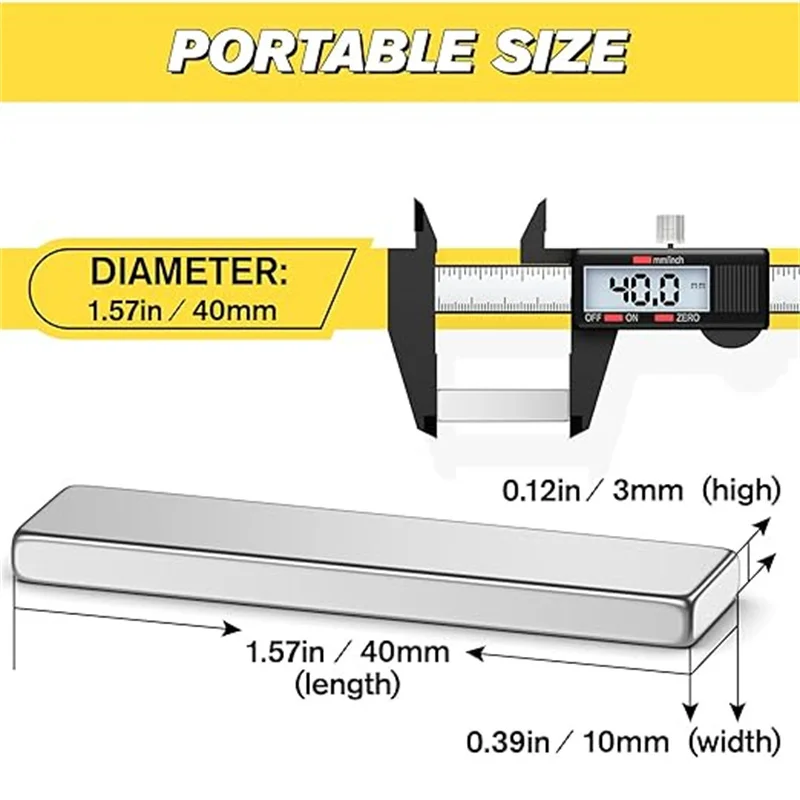 40x10x3/50x10x3/60x10x3mm Starke Rechteckige Magnetstäbe, Leistungsstarke Magnete für Basteln, Kühlschrank, Wissenschaft, Büro und Werkzeugaufbewahrung – Detail 13