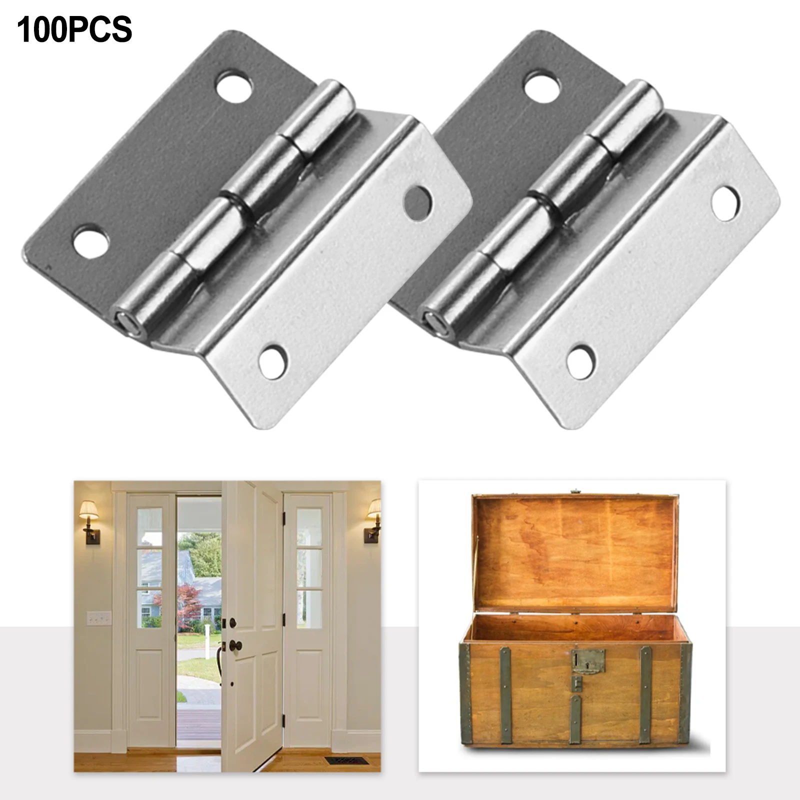 Nickel-Plated Tri-Fold Hinge for Wooden Chests Cabinet Doors Wardrobes Jewelry Boxes Suitcases Cupboards Boxes