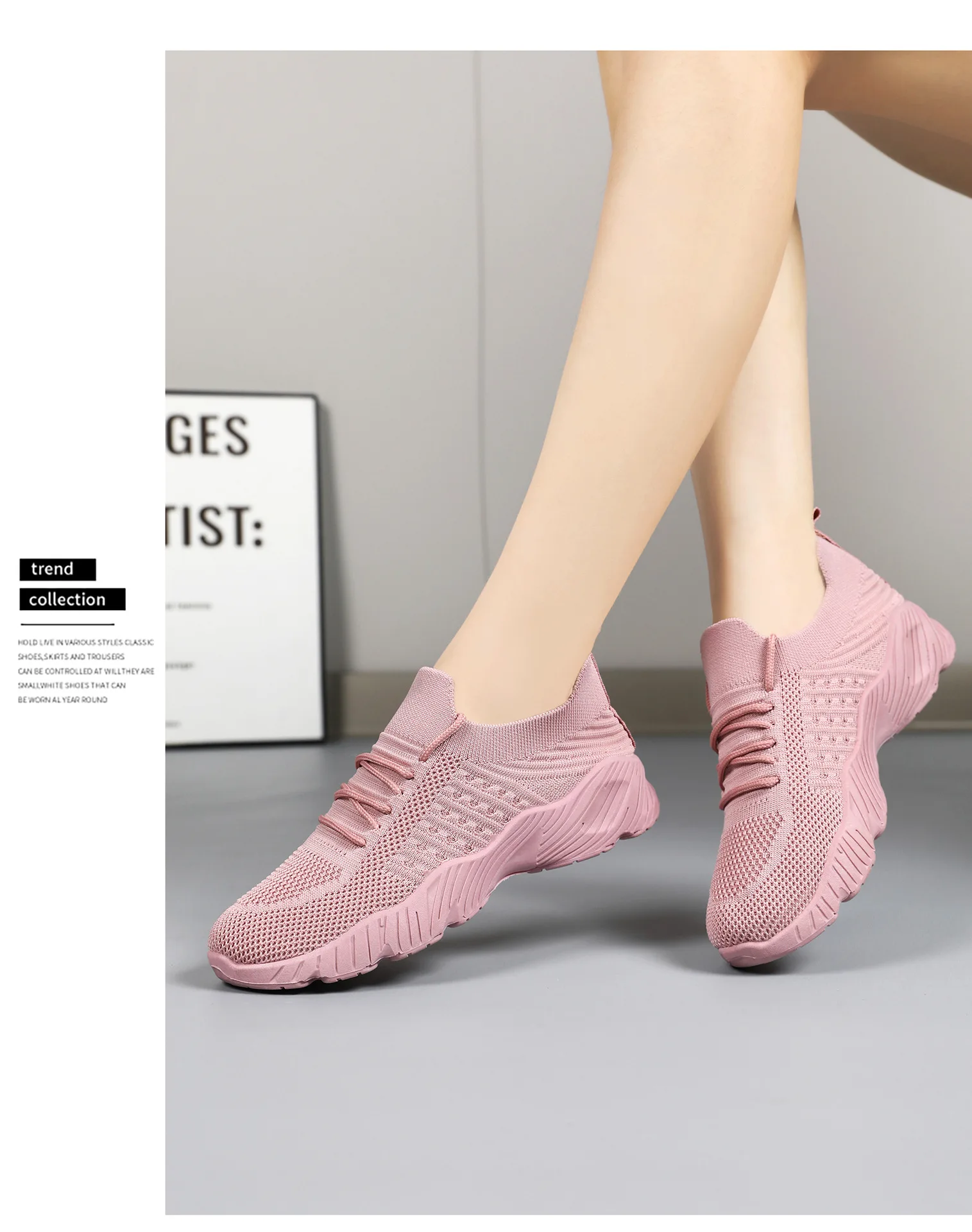 Atmungsaktive Damen-Sneaker aus Flying Weave, leichte, weiche Sohle, für ältere Menschen, Mutter, Wanderschuhe, Sommer-Mesh, rutschfeste, lässige Sportschuhe – Detail 11
