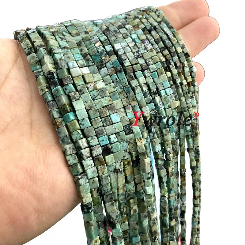 2 3 4MM Natural Stone Cube Lapis Lazuli Turquoise Jade Quartz Square Spacer Beads for Jewelry Making DIY Bracelet  Accessories