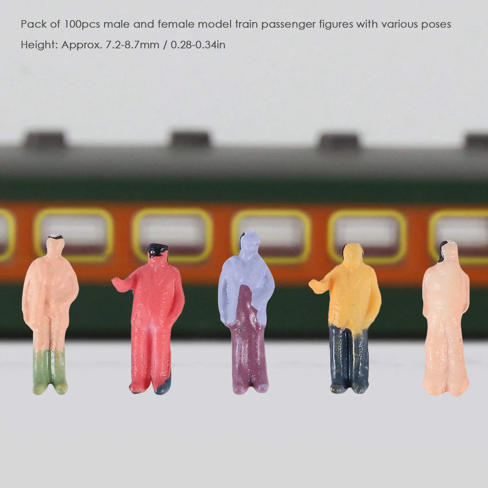 100Pcs Z Scale 1:200 Mix Painted Model People Train Park Street Passenger Figures