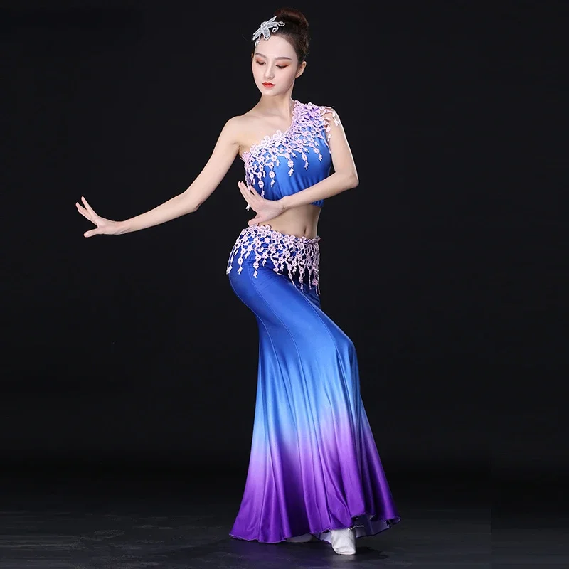 Dai Dance Costumes Fish Tail Leotard Girl Dancewear Female Peacock Traditional Folk Stage Performance Clothing National Dance