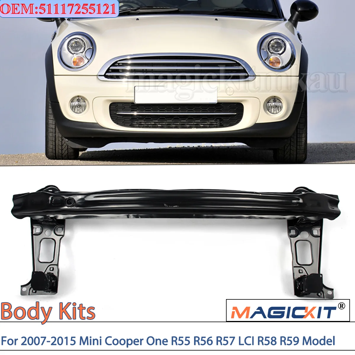 Front Bumper Reinforcement For 2007-2015 Mini Cooper One R55 R56 R57 LCI R58 R59 Model MINI Front Bumper Reinforcement Crash Bar