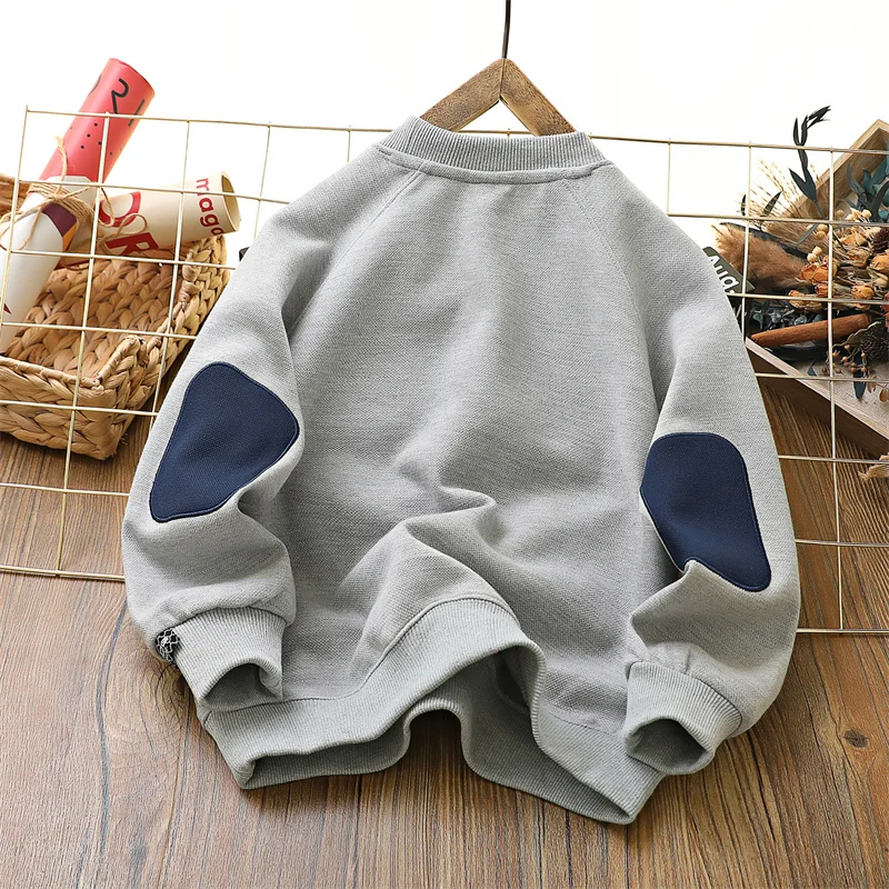 Boys Hoodies Sweatshirts Cotton Tops Outwear 2024 Gray Spring Autumn Kids Christmas Gift Sport Children's Clothing