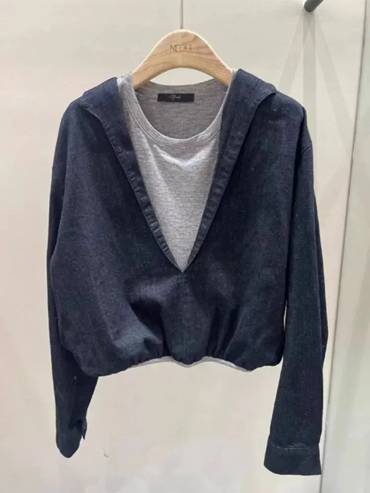 A Niche Design Of Deep Blue Hoodie For Women In Spring And Autumn This Year, Popular For Light Luxury And High-End Small Jackets