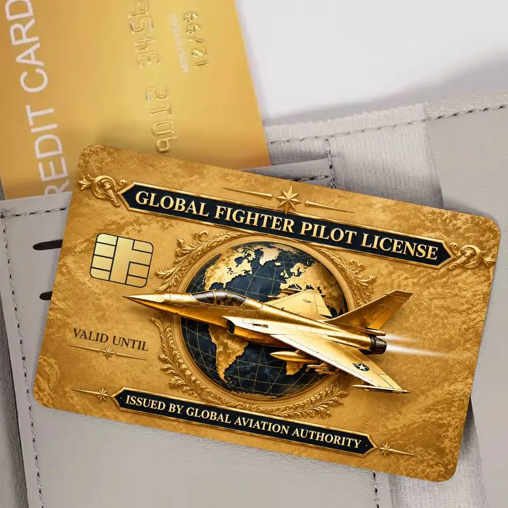 Global Fighter Pilot License Credit Card Skin Stickers For Bank Card Bus Metro Card Sticker Waterproof