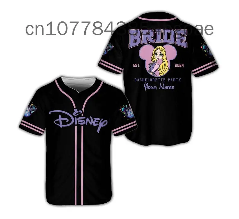 New Rapunzel Princess Tangled Baseball Jersey Men Women  Custom Name Disney Cartoon Graphic Casual Baseball Shirt