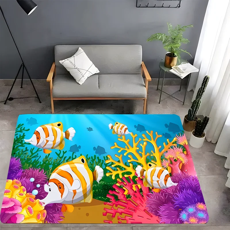 

Sea world pattern carpet living room bedroom home decor carpet garden camping mat kitchen bathroom anti-skid mat Christmas gift