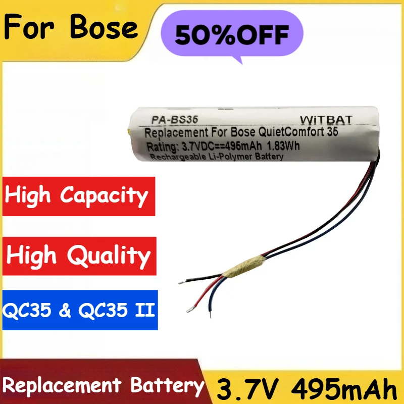 

New QC 35 Replacement Battery for Bose QuietComfort QC35 & QC35 II Accumulator 3-wire 3.7V 495mAh