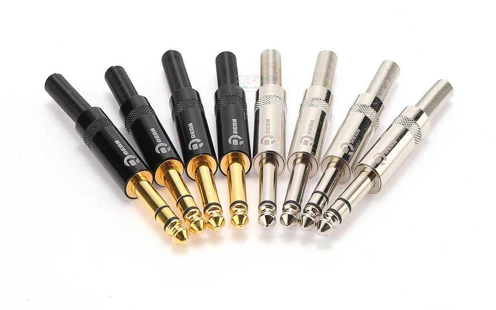 REAN 6,35mm TRS Stereo 3-Polig Vergoldeter 1/4'' TS Mono 2-Polig Stecker 6,5 Gerader Stecker für Instrumente, Gitarre, Bass, Mikrofon – Detail 9