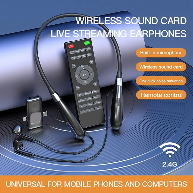 Bluetooth Wireless Live Sound Card All-In-One Headset Built-In Sound Card Wireless Receiver Live Headset Live Streaming