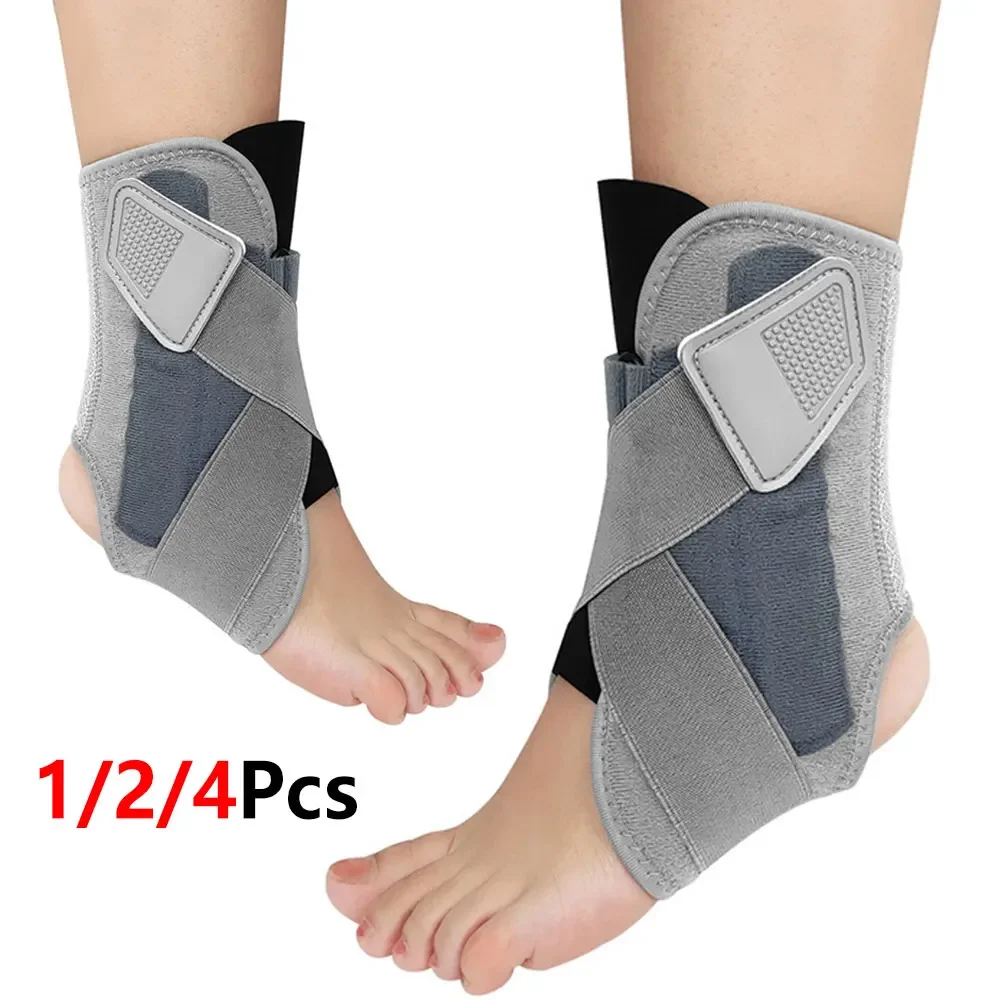 1/2/4Pcs Sports Ankle Brace, Adjustable Breathable Ankle Support with X-Strap Aluminum Stays for Basketball Volleyball Men Women
