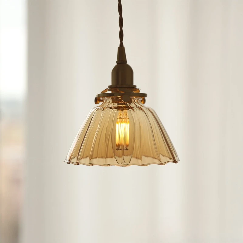 

Japanese Minimalist Retro Pendant Lights LED Bedroom Bedside Study Restaurant Bar Counter Entrance Designer Glass Hanging Lamps