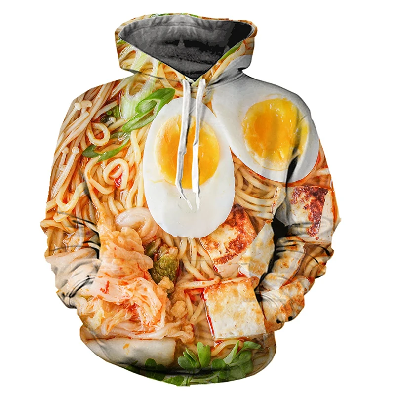 Hamburger Chips Hoodies Ramen Food 3D Print Men Women New Streetwear Hoodie Oversized Pullovers Hooded Sweatshirts Male Clothing