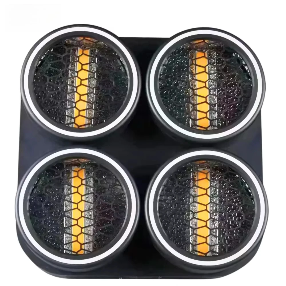 Four Eye Retro Stage Light Amber RGB Halo Effect DMX512 Atmosphere Lamp for DJ Bar Wedding Background Visual Decoration Pro