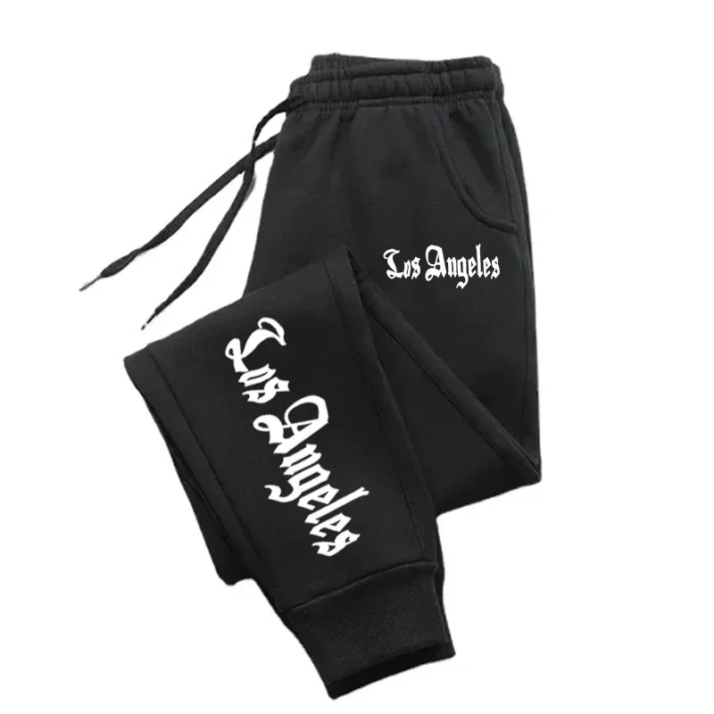 Los Angeles City Letter Print Men'S Women'S Trouser Loose Jogging Pant Fit Running Trousers Warm Jogger Casual Sweatpants Couple