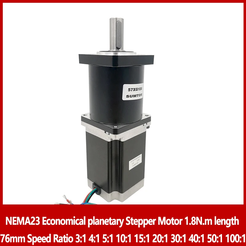 

NEMA23 Economical planetary Stepper Motor 1.8N.m motor length 76mm Speed Ratio 3:1 4:1 5:1 10:1 15:1 20:1 30:1 40:1 50:1 100:1