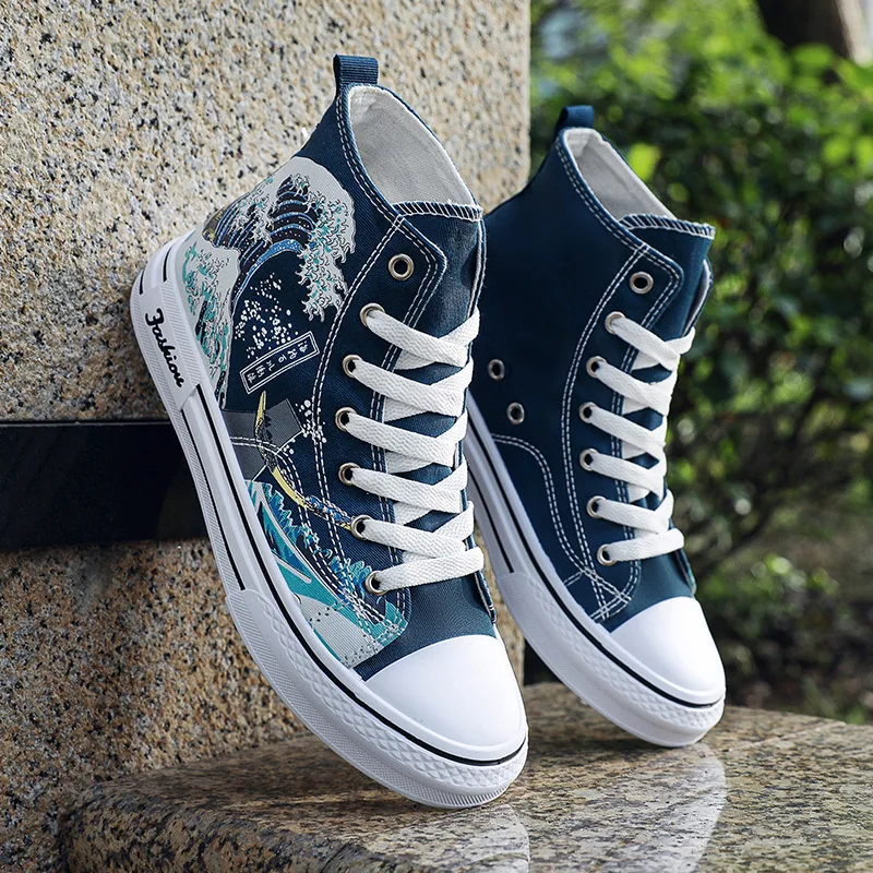 2026 New Men's High-Top Canvas Shoes Breathable Anti Slip Student Walking Shoes Casual and Versatile Fashion Sneakers for Man