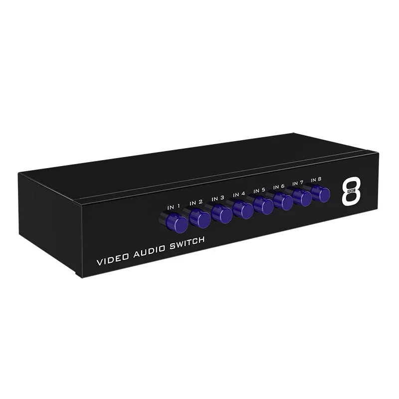 8 Ports Composite 3 RCA Video Audio AV Switcher Box 8 Way Converter AV 8x1 Switch 8 in 1 Out for PS2 PS3 DVD Wii Xbox To TV HDTV