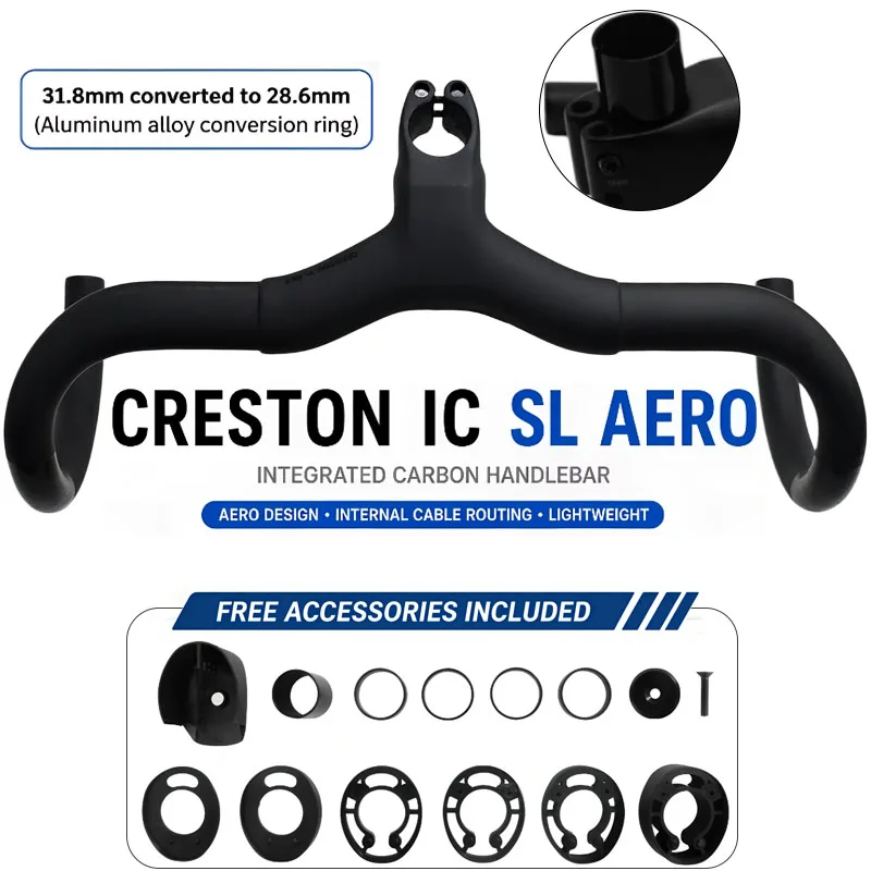 New Ultralight Carbon Gravel Handlebar Full Internal Hidden Cable Drop Bar Integrated Aero Drop Bar for Road Bikes 28.6/31.8mm