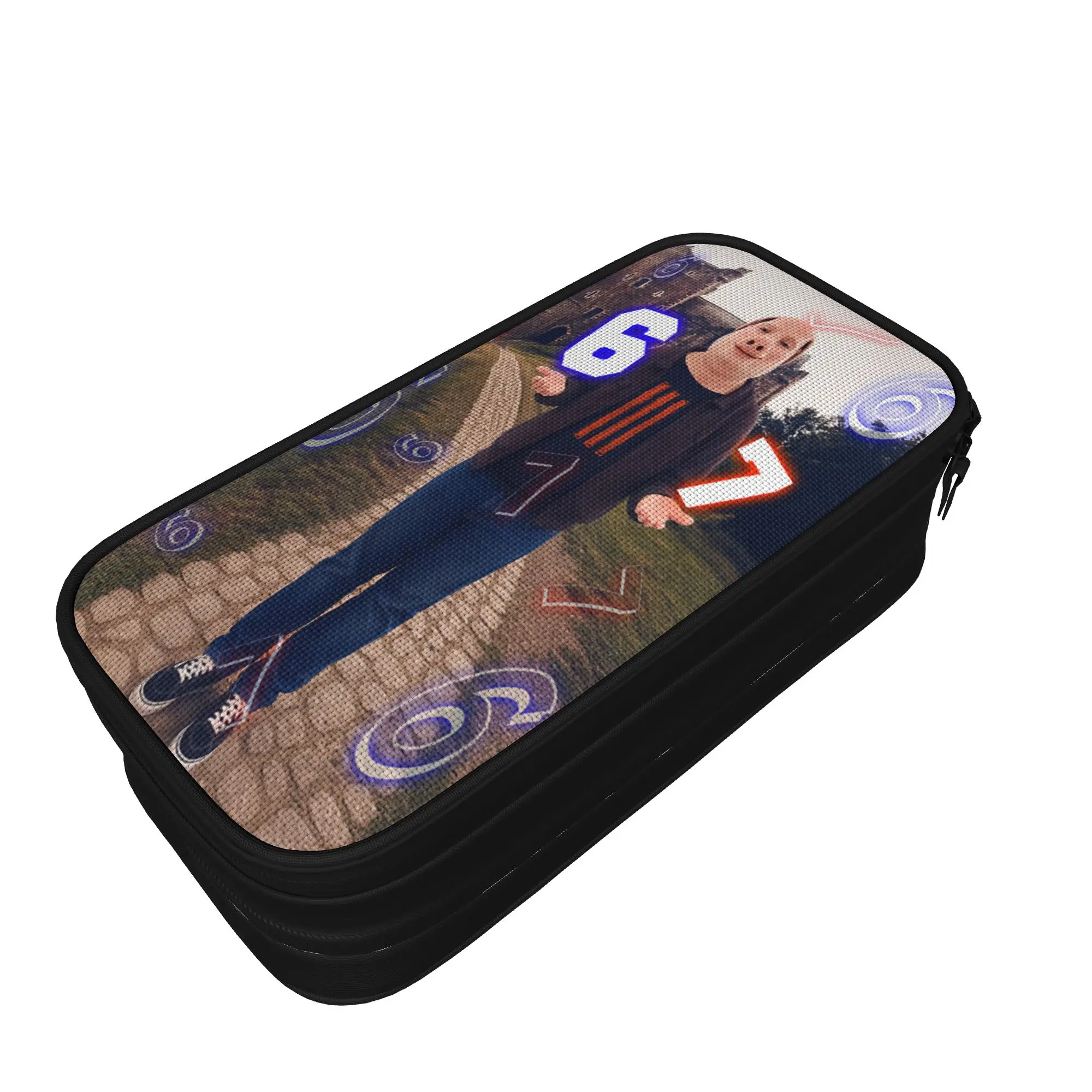 Funny John Pork 67 Six Seven Brainrot Meme Gen Pencil Case  Zipper Pencil Bag Students Lovely Large School Pencil Cases Supplies