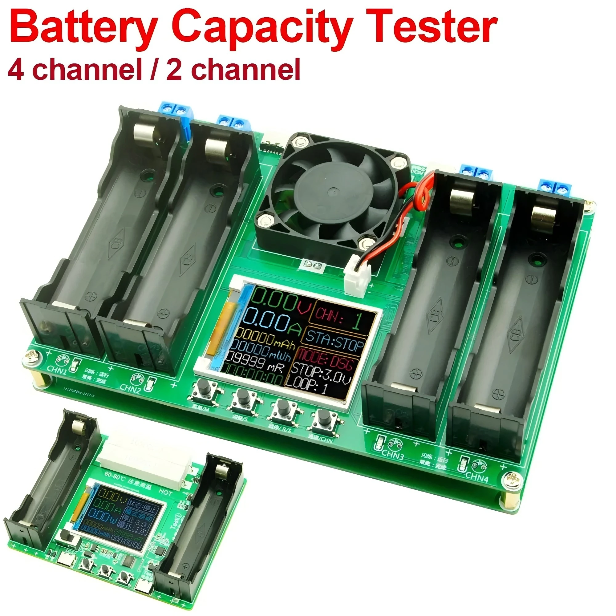 

2/4 Channel Battery Capacity Internal Resistance Tester Dual Type-C Lithium Battery Power Measuring Module 18650 Battery Tester