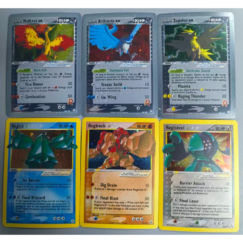 

Коллекционные карты Diy Ptcg Pkm, английский базовый набор, серия Holo Old Back Mewtwo Moltres Ex Lugia Ex Suicune Ex Groudon Kyogre Card