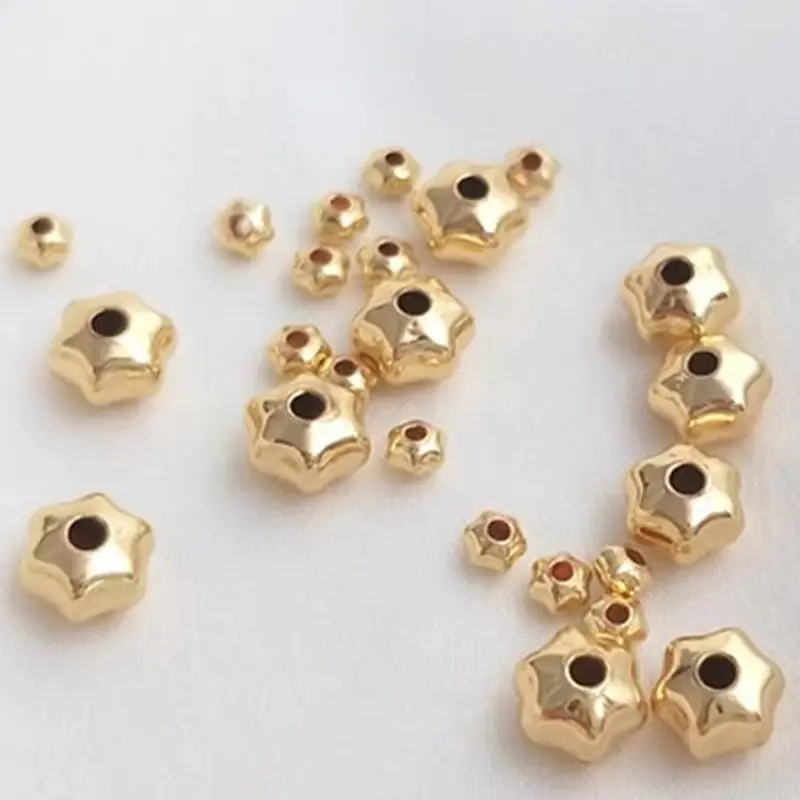 Liumangxing Separated Bead 14K Gold Wrapped Star Flat Bead Loose Bead Handmade DIY Bracelet Beaded Jewelry with Bead Material