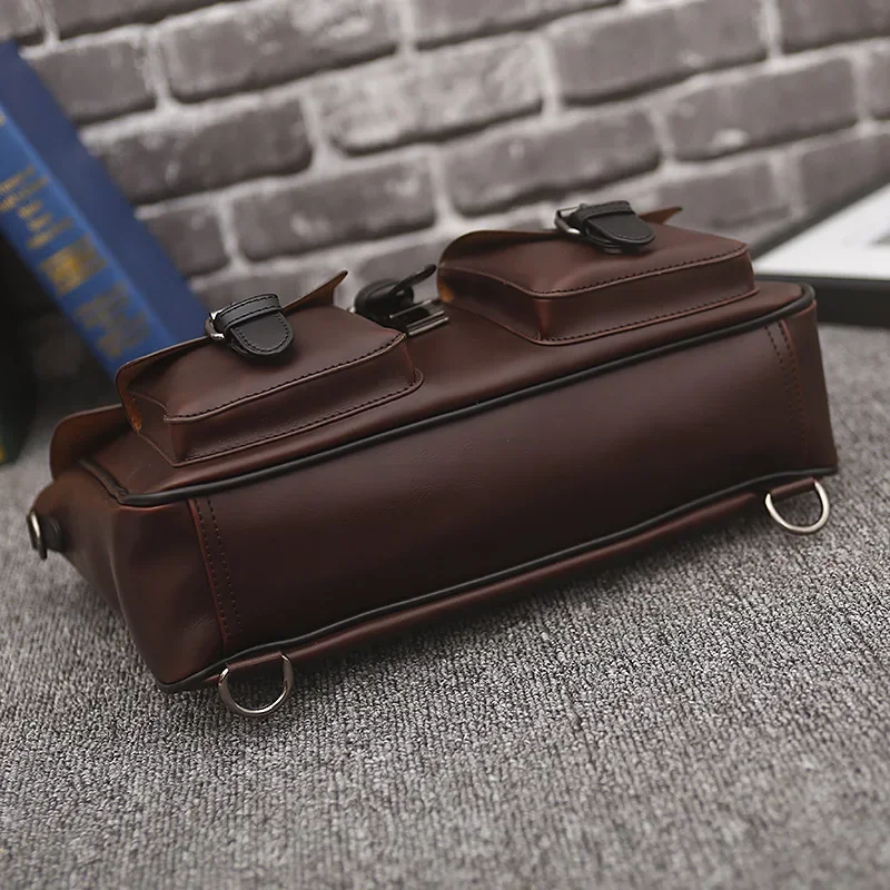 PU Leather Men's Shoulder Bag Vintage Male Handbags Messenger Bags Business Crossbody Handtasche Laptop Briefcase Travel Handbag