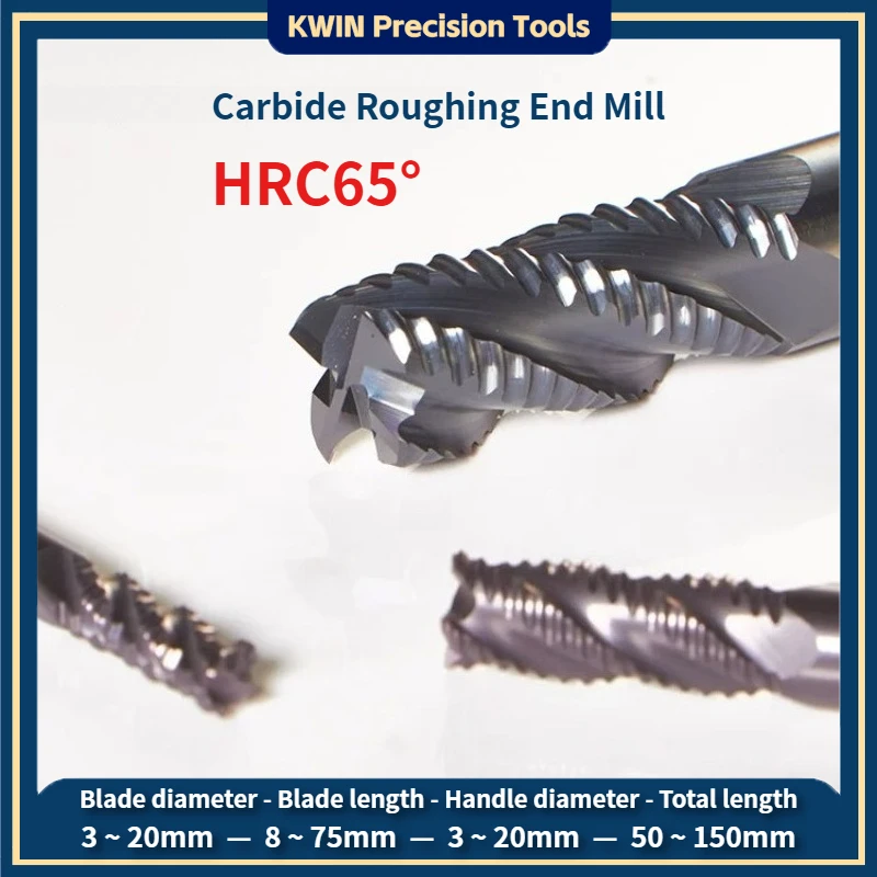 4-Flutes Rough Machining Milling Cutter HRC65 Solid Carbide Roughing End Mill 3~20mm CNC Tungsten Steel Milling Cutter For Steel