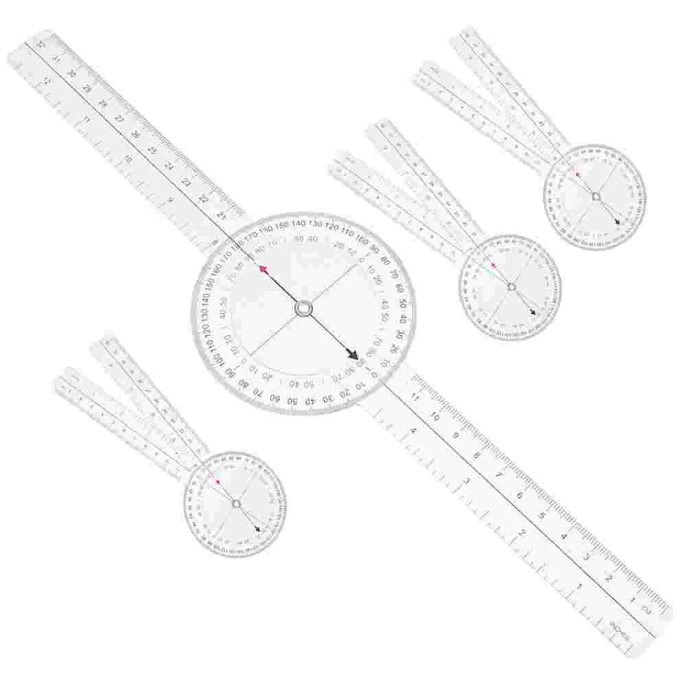 4 Pcs Angle Ruler Safe Protractor Multipurpose Measuring Goniometer Rotatable Degree Flexible Plastic Professional