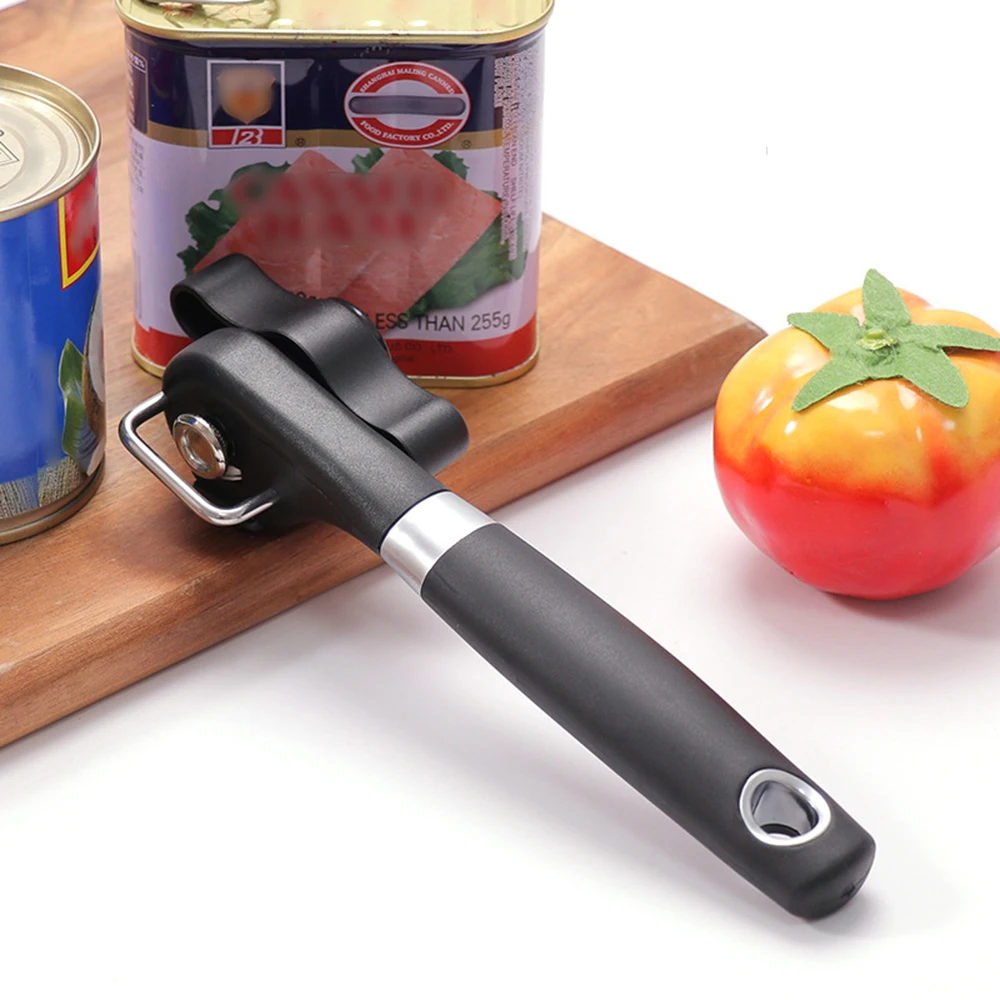Abrelatas de corte seguro, abridor de latas de borde liso, herramienta de cocina profesional de plástico de mano para tapas de latas, utensilios de cocina