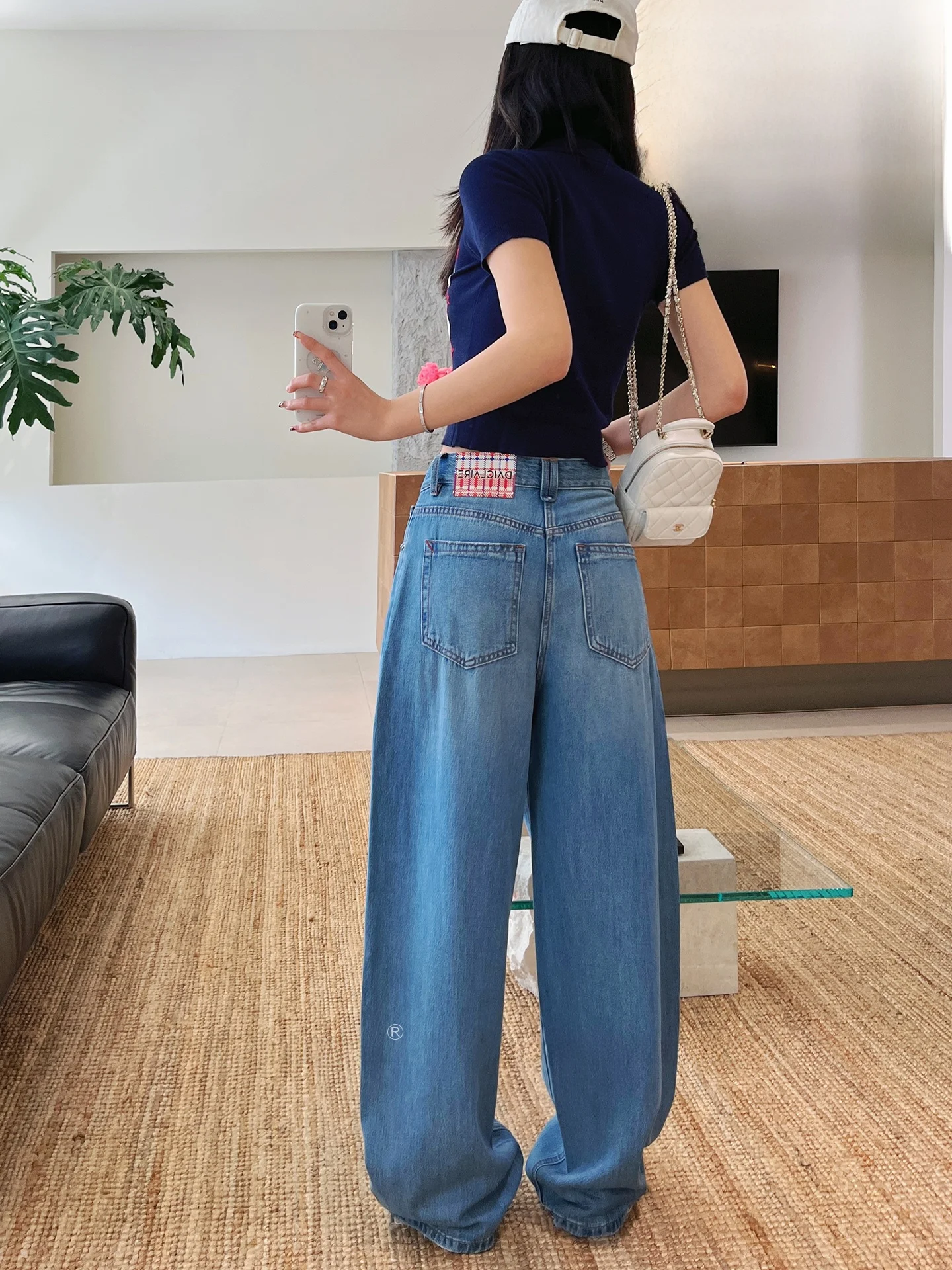 

High Waist Wide Leg Denim Jeans Women's Summer Thin Silk No Elastic Loose Fit Blue Color Breathable Comfortable Commute Style