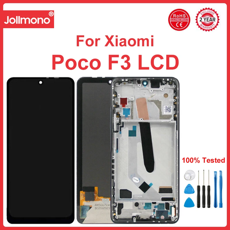 

6.67" Super AMOLED Poco F3 Display Screen, for Xiaomi Poco F3 M2012K11AG Lcd Display Digital Touch Screen with Frame Replacement